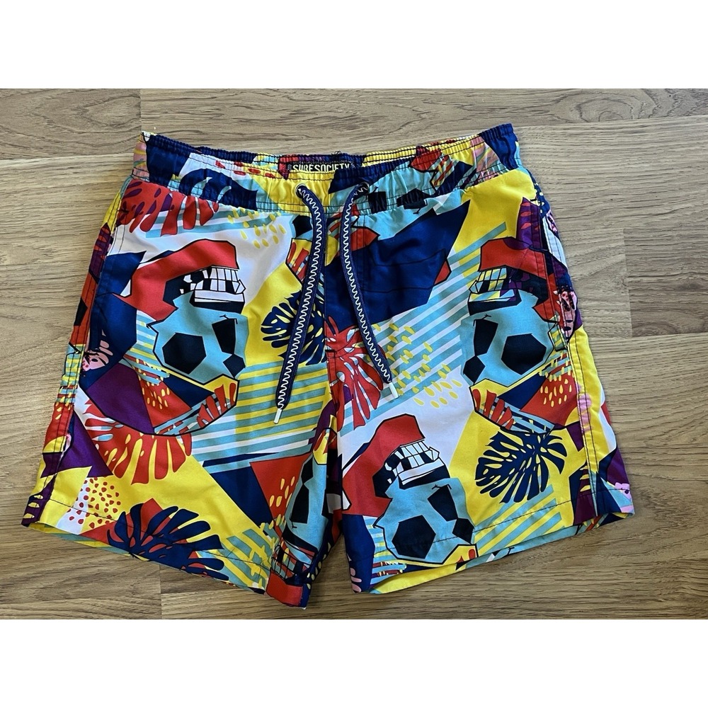 Surf Society swimwear multi colored skull trunks Size Small